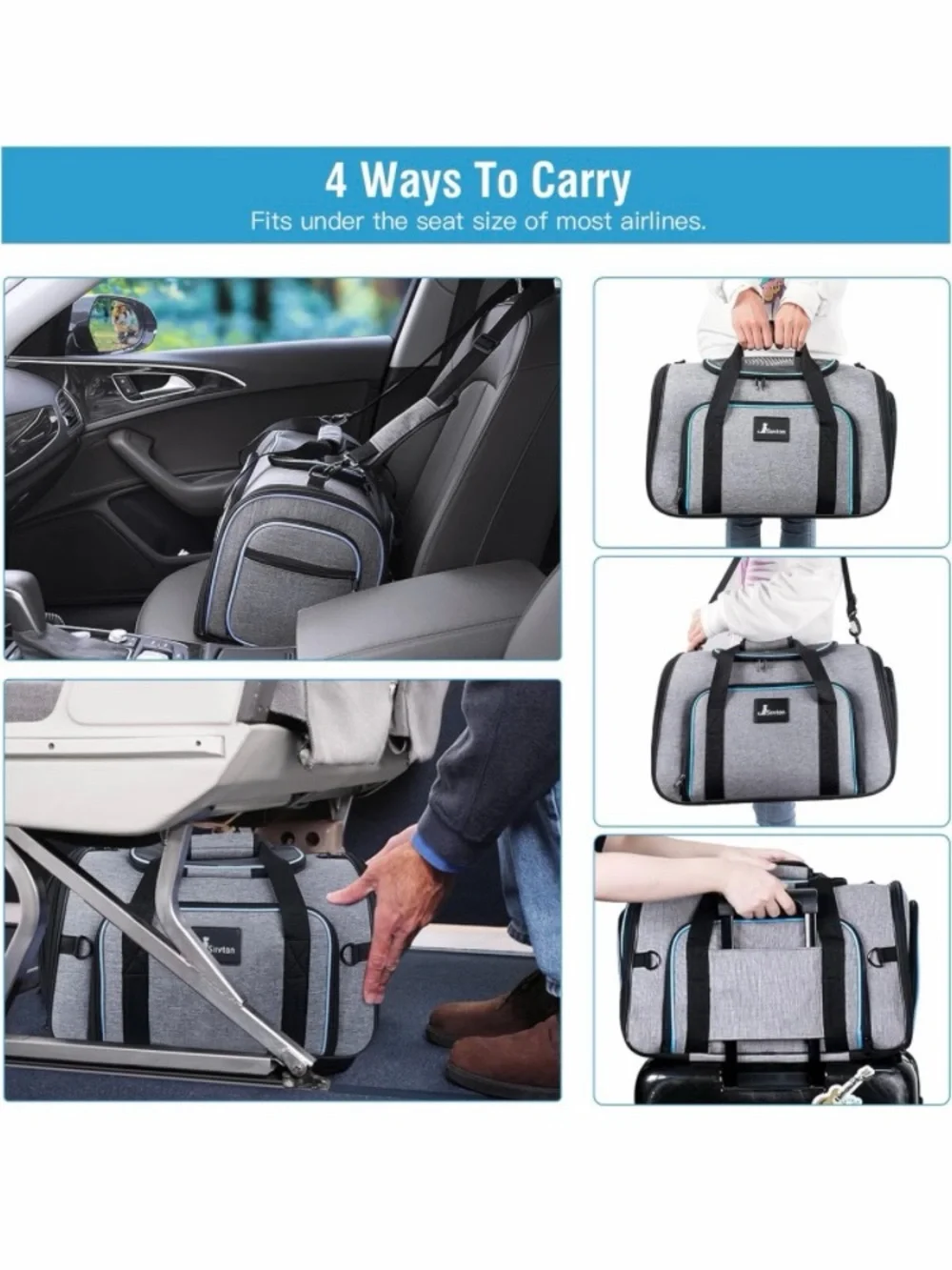 Siivton Gray Extendable Pet Travel Carrier - Airline Approved